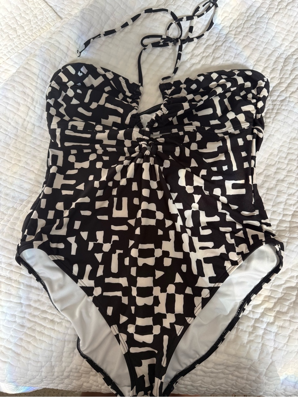Banana Republic Black & White Patterned Girls' One-Piece Swimsuit XL